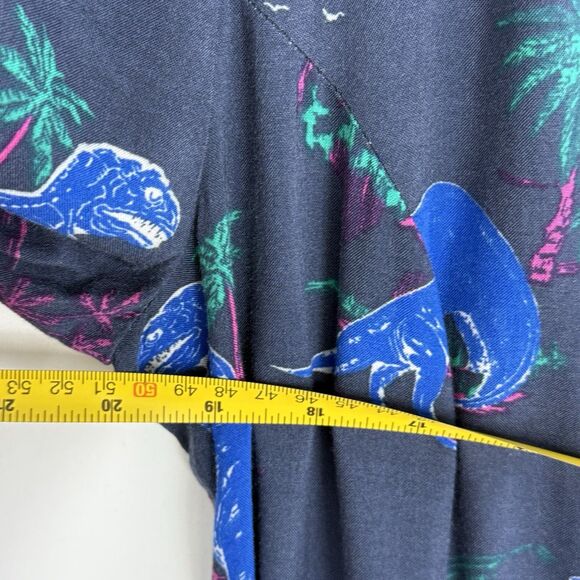 ModCloth Blue Dinosaur Print Button Front Short Romper Size Medium - Picture 14 of 15